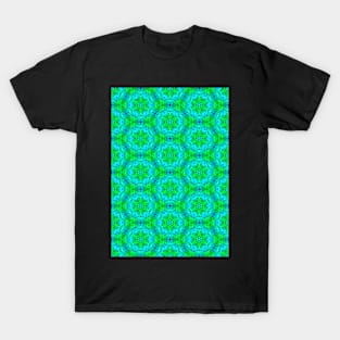 Sea Green Kaleidoscopic Stars and Circles T-Shirt
